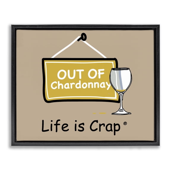 Stupell Industries Out Of Chardonnay Novelty & Humor Painting Black Floater Framed Canvas Art Print Wall Art, 21 x 17
