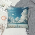 thumbnail image 2 of Orinice Throw Pillow Cover Blue White Wooden Floor Perspective and Cloudy Sky Gray  Pillowcase Home Decorative Square Pillow Case Cushion Cover White, 2 of 5