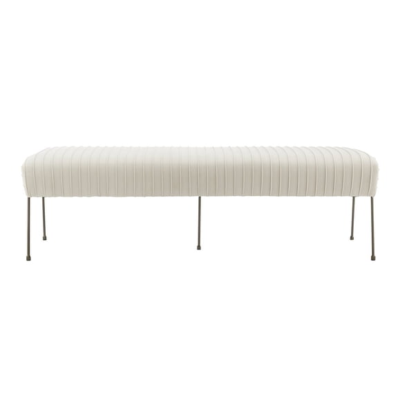 Merritt Velvet Fabric Pleated Bench - Dulce Sand