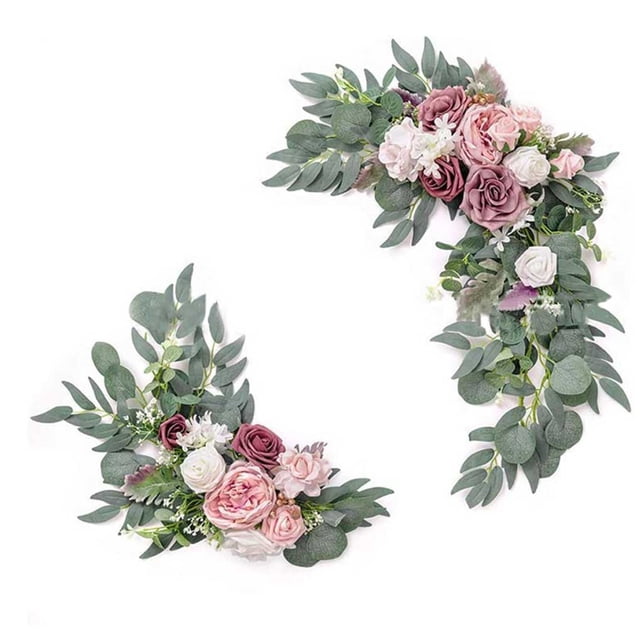 Maytalsory 2Pcs Arch Simulation Flower Plant String Artificial Flowers Background Decoration Accessories Wedding Celebration