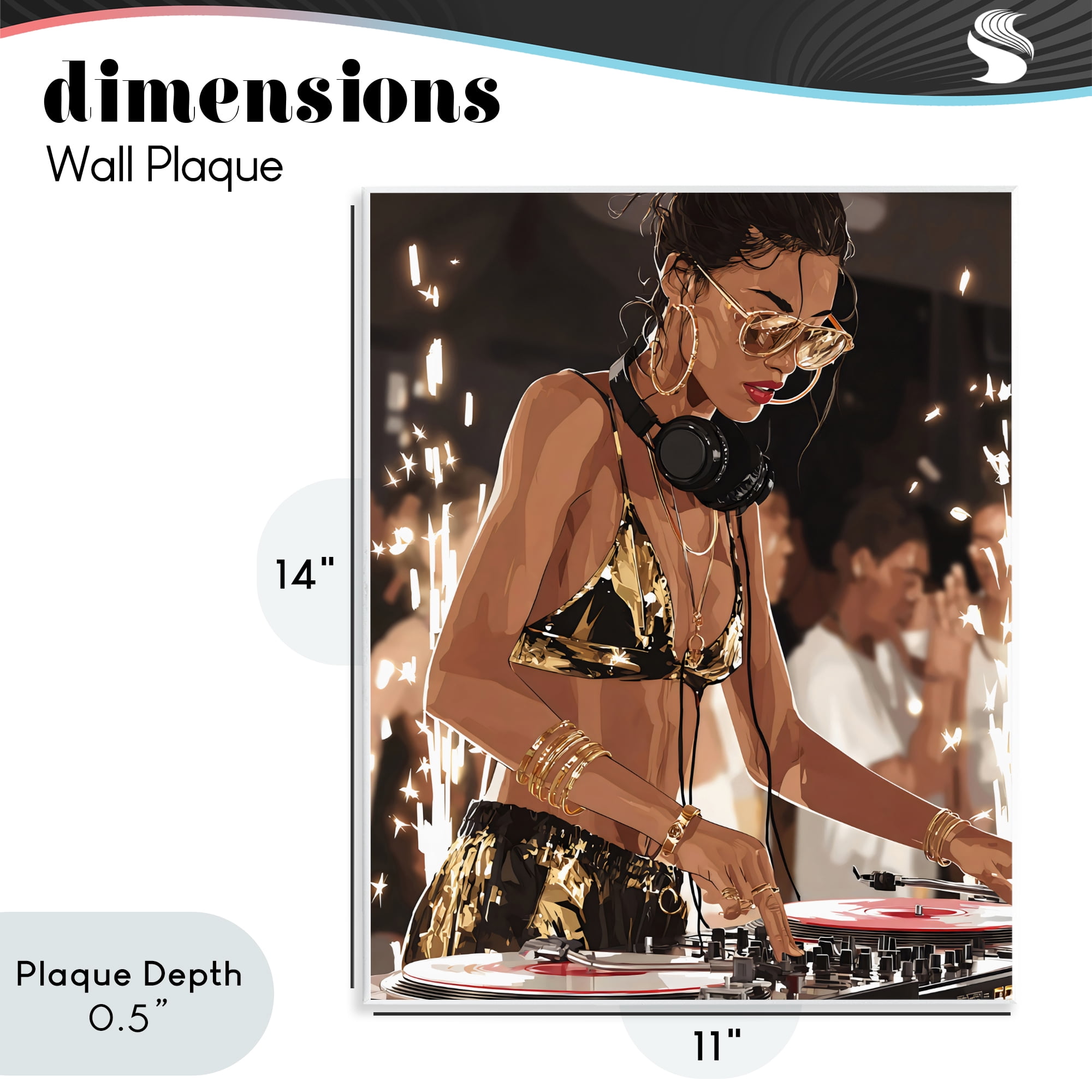 Stupell Industries Party All Night Gilded DJ Wall Plaque Art, design by Franklyn Gregory