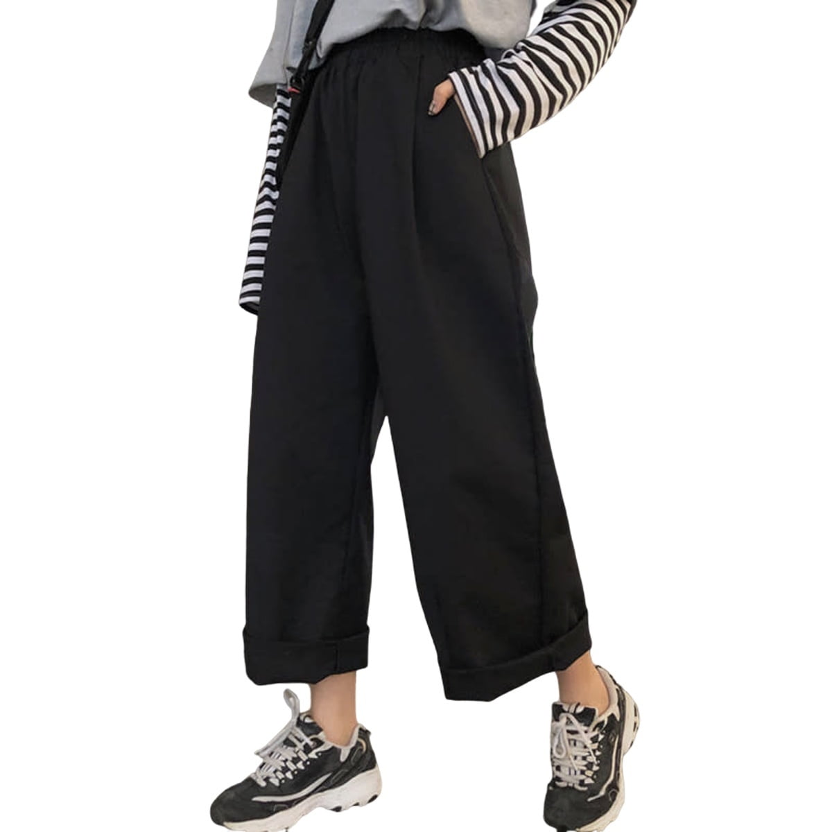 Women Casual Plain Wide Leg Pants 