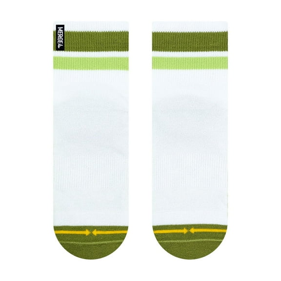 Organic Cotton White/Olive Quarter Crew Socks
