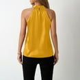 thumbnail image 4 of TTUHYWXI Women's Halter Tank Tops Satin Silk Backless Sleeveless Summer Camisole Going Out Top (Yellow, L), 4 of 9