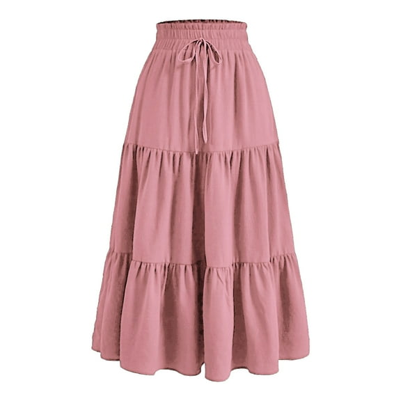 mgoYE Summer Skirts for Women Women's Long Length Skort, Quick Drying Woven Golf Skort with Pockets for Tennis, Pickleball, Hiking, Workouts Polyester|Pink L