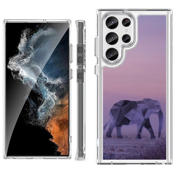 Shockproof Bumper Phone Case for Samsung Galaxy S23 Ultra 5G, by OneToughShield ® - Twilight Elephant