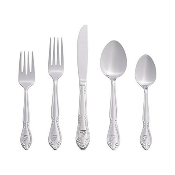 Gothic Flatware Set 46 Piece Monogrammed Rose Pattern Tableware Service for 8