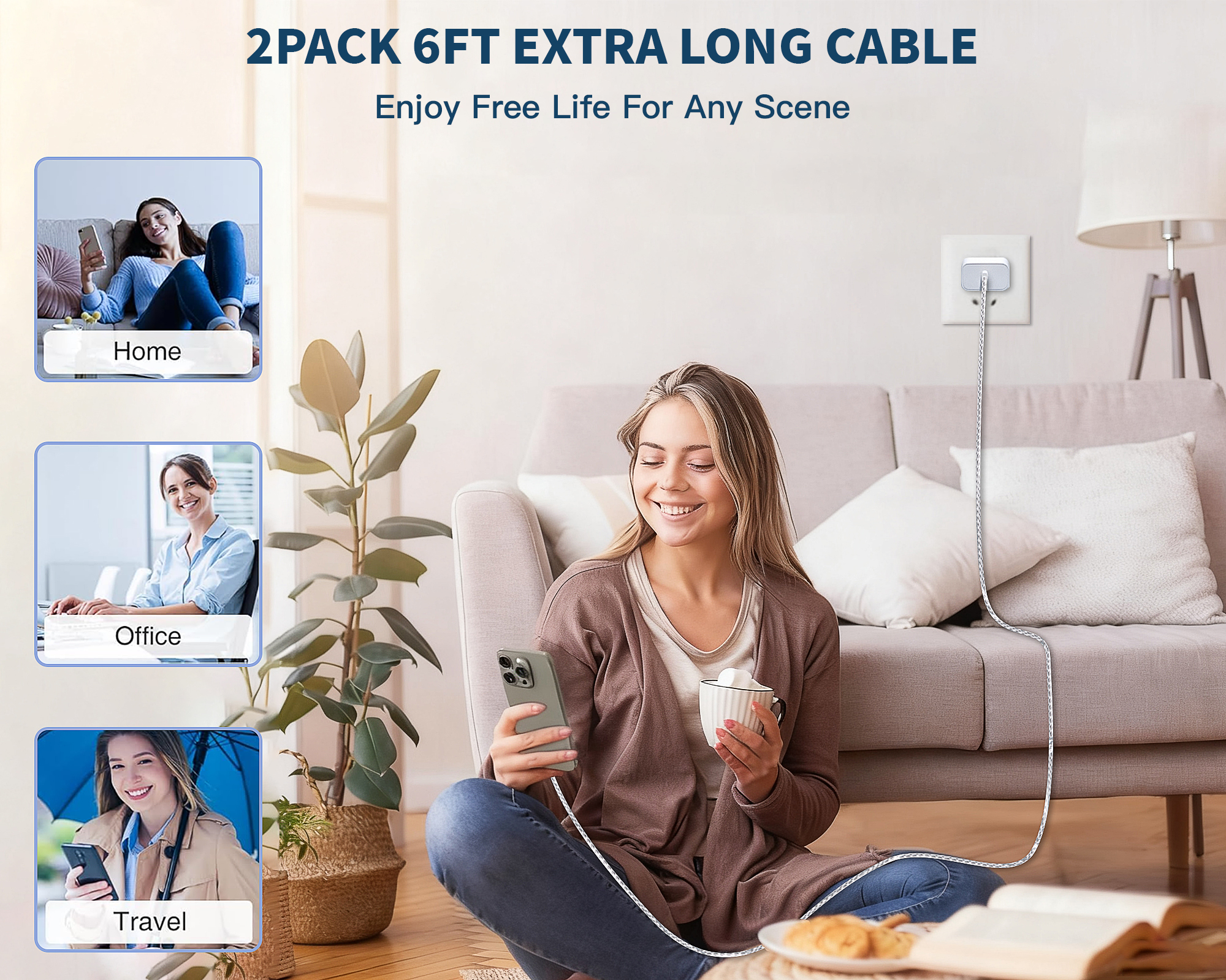 USB C Fast Charger,2 Pack 20W USB C Wall Charger Block with 6FT Braided Type C Charging Cable Cord for iPhone 17/17 Pro/17 Pro Max/17 Air/16/16 Pro/16 Pro Max/16e/15/15 Pro/15 Pro Max,iPad Pro/Mini