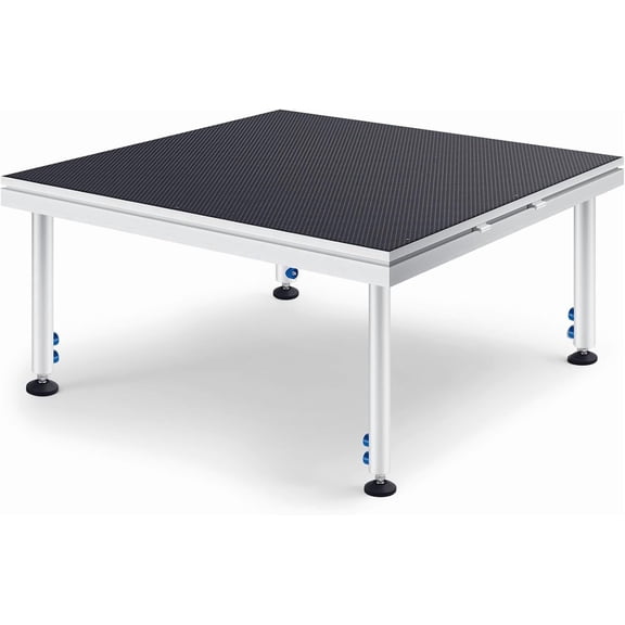 LEDMOMO Aluminum Alloy Portable Stage Platform for Performances with Adjustable Height and Antislip Surface, Black 4x4 Inch