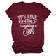 thumbnail image 1 of Camisa informal de verano de moda para mujer, camiseta de gran tamaño de color rojo vino con estampado de letras blancas, 1 of 3