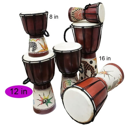 Djembe Drum Unique Sand Design Effect African Inspired Hand Made Musical Dcor 12 inch Tiger Pattern