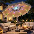 thumbnail image 2 of Gymax Solar Outdoor Market Table Umbrella w/104 Color-Changing Flowing LED Lights Beige, 2 of 10