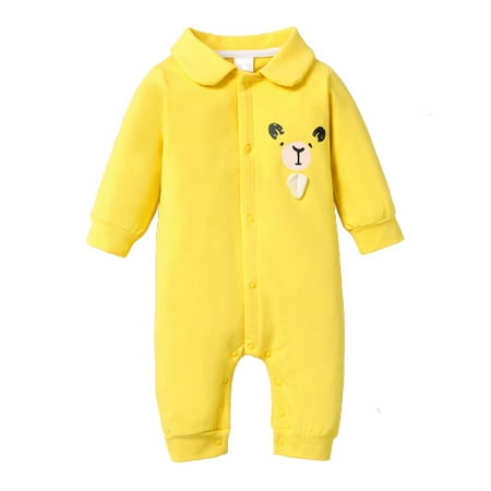 

Kucnuzki Baby Boy Winter Clothes 12 Months Baby Boys Casual Bodysuits 18 Months Long Sleeve Solid Color Bear Prints Causal Cozy Button Bodysuits Yellow