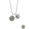 thumbnail image 2 of Delight Jewelry Two-tone Dragon and Phoenix Medallion Silvertone Script Initial Disc - Q - Charm Necklace, 20"+3", 2 of 4