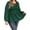 Green, variant on ZKESS Women's Plus Size Long Sleeve Peplum Blouse Elegant Round Neck Shirred Top