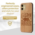 thumbnail image 2 of Case Yard Wooden Case Outside Soft TPU Silicone Slim Fit Shockproof Wood Phone Cover for Girls Boys Men and Women Supports Wireless Charging California Republic Bear Design case for iPhone-12-Mini, 2 of 7