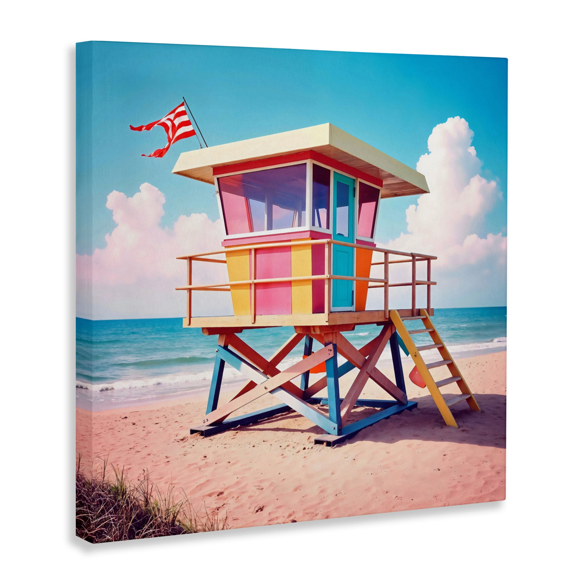 Stupell Industries Colorful Sunny Beach Tower Canvas Wall Art, design by Creative Studio