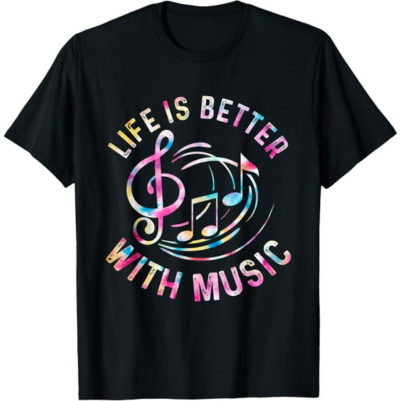 t-shirt Life Is Better With Music Notes Symbol Tie Dye Musician T-Shirt mens t shirt，black，women，funny，misfits，men，journey