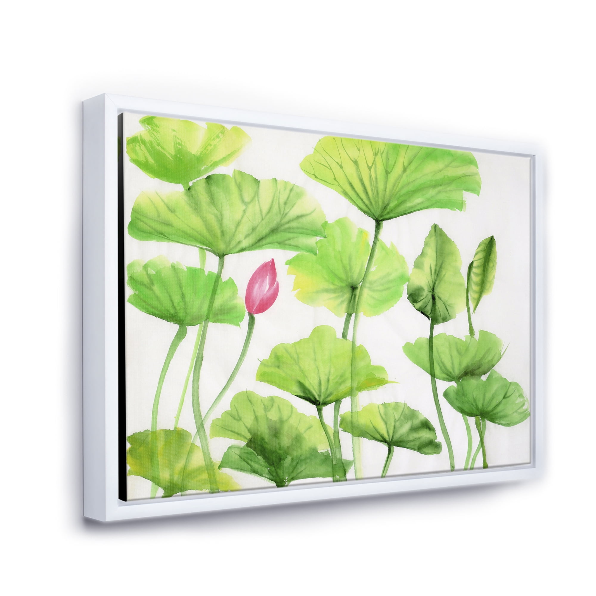 Designart 'Ancient Pink Lotuses In The Pond VIII' Traditional Framed Canvas Wall Art Print