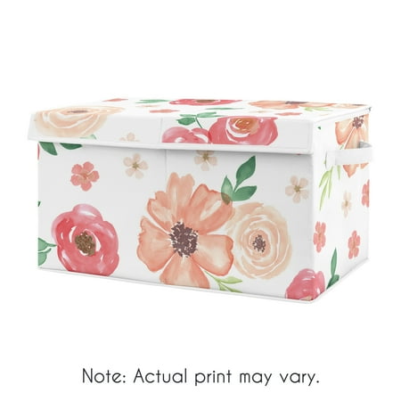 UPC: 0846480070023 | Watercolor Floral Peach Rose Storage Fabric Toy Box by Sweet Jojo Designs
