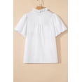 thumbnail image 5 of White Striped Ruffle Short Bubble Sleeve Shirt, 5 of 8