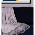 thumbnail image 2 of 50" X 60" Gray Woven Cotton Striped Throw Blanket with Tassels and Embroidery, 2 of 9
