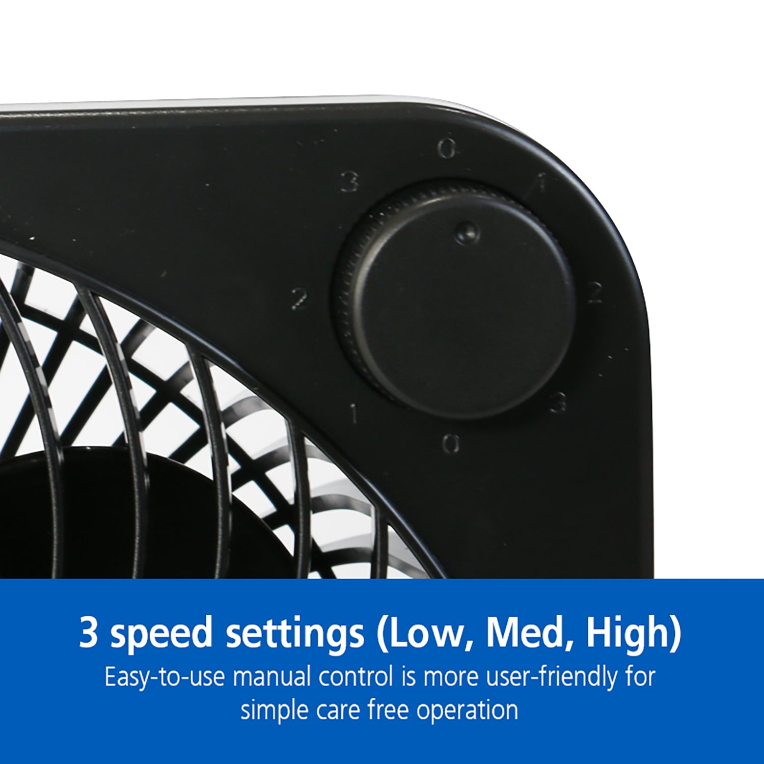 Mainstays 9" 3-speed Indoor Personal Table Electric Fan, Portable Handle, Black, Model#FN2006BK
