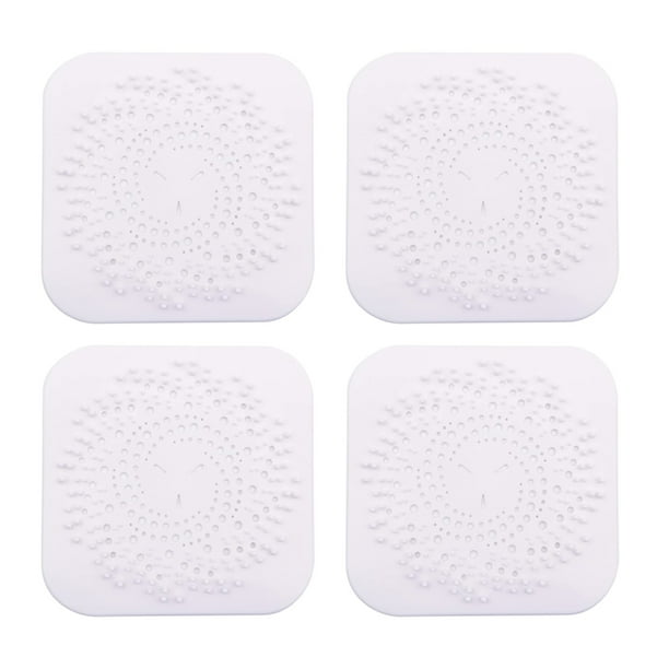 Paquete de 4 recogedores de pelo, cubierta de drenaje de pelo cuadrada para tapón de pelo de ducha con ventosa, traje fácil de instalar para baño, bañera, cocina Ormromra 223504-2