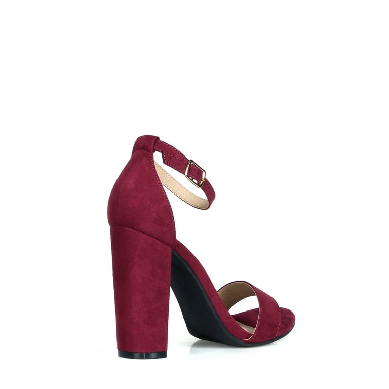 ShoeLaLa Two Piece Chunky Heel Sandals in Burgundy Walmart