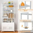 thumbnail image 6 of Storage Cabinet with 4 Open Shelves, 1 Drawer Cabinet, White Modern Bathroom Display Standing Shelf, White Wooden And Metal Frame Storage Shelf For Living Room, Bedroom, Home Office Organizer, 6 of 9