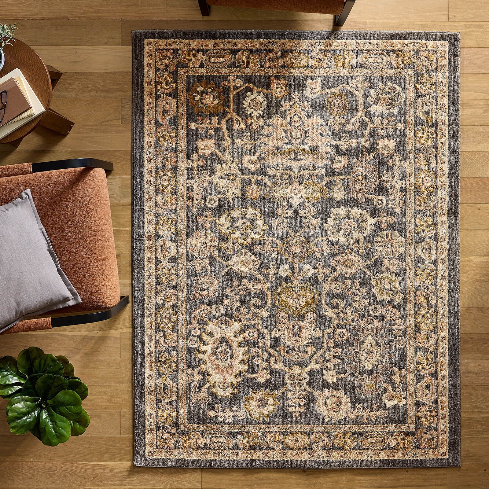 Better Homes and Garden Modern Oushak Low Pile Stain and Fade Resistant Indoor Area Rug, Gray, 9' x 12'