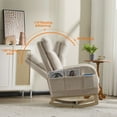 thumbnail image 4 of CQSXDA Modern Accent Rocking Chair with Solid Wood Legs and Side Pocket Upholstered Nursery Glider for Any Room, Beige, 4 of 19