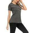 thumbnail image 3 of Innerwin Haut d'Entraînement Col Rond T-Shirt Femme Yoga Ourlet Évasé Séchage Rapide Gris Foncé TG, 3 of 9