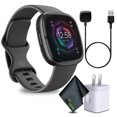 thumbnail image 1 of Fitbit Sense 2 Advanced Health and Fitness Smartwatch, SpO2, 24/7 Heart Rate and GPS, Fit Bit Smart Watch For Men And Women, Shadow Grey/Graphite Bundle With Cleaning Cloth and Charger, 1 of 9