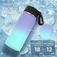thumbnail image 3 of 16 OZ Kids Water Bottle Bulk 2 Pack,Insulated Sports Bottles with Straw Lid,Stainless Steel Bottle with Handle Keep Cold & Hot,Double Wall Vacuum Thermo Cups for School(Purple Blue,Set of 2), 3 of 7