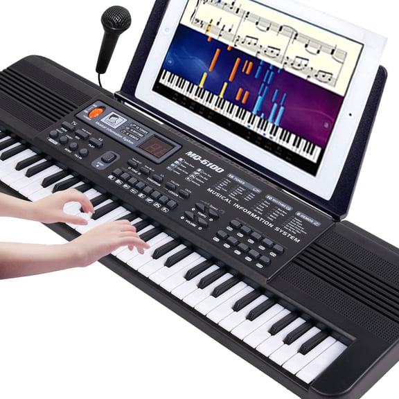 Moosiker 61 Key Keyboard Piano, Electric Piano Music Keyboard with Teaching Mode, Microphoneand USB Cable, Toy Christmas Birthday Gifts for Kids Beginners