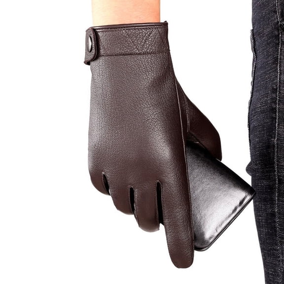 Leather Gloves Men's Winter Warm Plus Velvet Padded Touch Screen Business Driving Handsome Imitation Deerskin Sheepskin XL