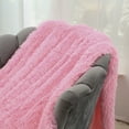thumbnail image 4 of DONGPAI Decorative Soft Fluffy Faux Fur Throw Blanket, Long Shaggy Cozy Furry Blanket Comfy Flannel Fuzzy Blanket for Bedroom Sofa Couch, 31''x 47'', Pink, 4 of 6