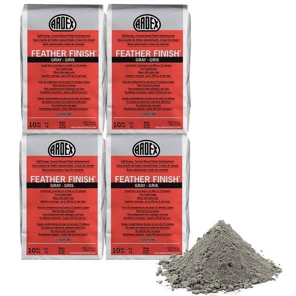 Base de cemento Ardex con acabado en plumas, color gris, 4 bolsas de 4,54 kg