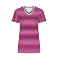 thumbnail image 5 of Yuzhih Summer Tops for Women 2024 V Neck Short Sleeve Stripe Printed Tshirts Casual Baggy Comfy Basic Shirts, 5 of 6