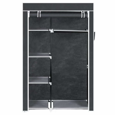 64 Portable Closet Storage Organizer Wardrobe Clothes Rack With 64 Portable Closet Storage Organizer Wardrobe Clothes Rack With Shelves Gray Com