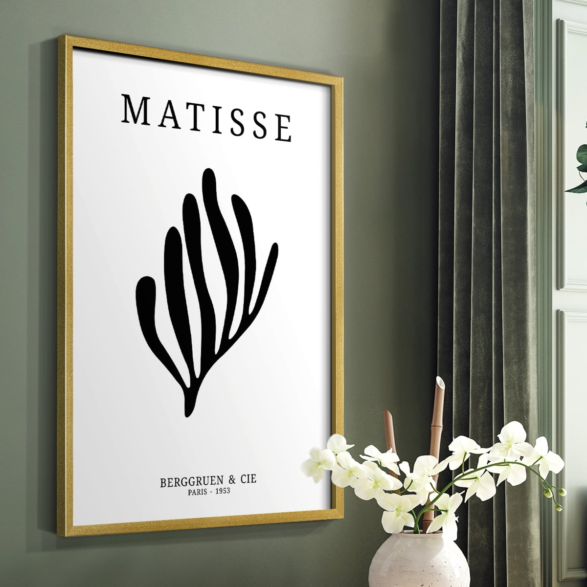 Matisse CDXIV in Gold Solid Wood Framed Print No Nail Hanging