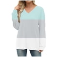 thumbnail image 7 of ylioge S-5X Plus Size Womens V Neck Sweatshirts Long Sleeve Shirts Casual Color Block Pullover Comfortable Athletic Workout Sweatshirt Tops, 7 of 7