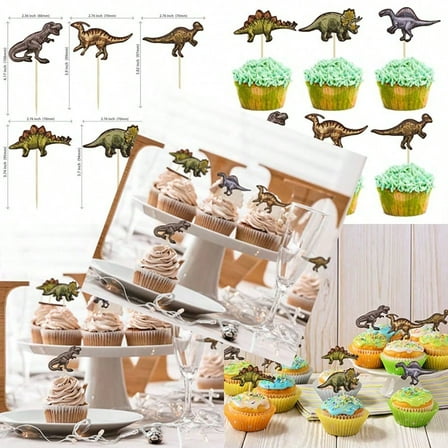 36Pcs Dinosaur Cupcake Toppers Roar Dinosaur Cupcake Picks Dino Cake Decorations for Boys Dinosaur Theme Birthday shower Party Decorations
