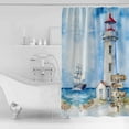 thumbnail image 4 of 60x72 Inch Shower Curtains for Bathroom Nautical Blue Fabric Bath Curtain Decor Lighthouse Ocean Sailboat Summer Painting Waterproof Restroom Curtains Shower Set Accessories with 12 Hooks 60 Inch, 4 of 6