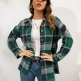 thumbnail image 4 of jsaierl Womens Shacket Jacket Flannel Shacket Fall Plaid Jackets Long Sleeve Button Down Shirts Boyfriend Blouses Tops, 4 of 7