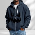 thumbnail image 2 of CONROSES Halloween Mens Knit Hoodies Pumpkin Face Graphic Long Sleeve Zip Up Waffle Pullover Hoodie for Men Fall Winter Hooded Sweatshirts with Pocket, 2 of 5