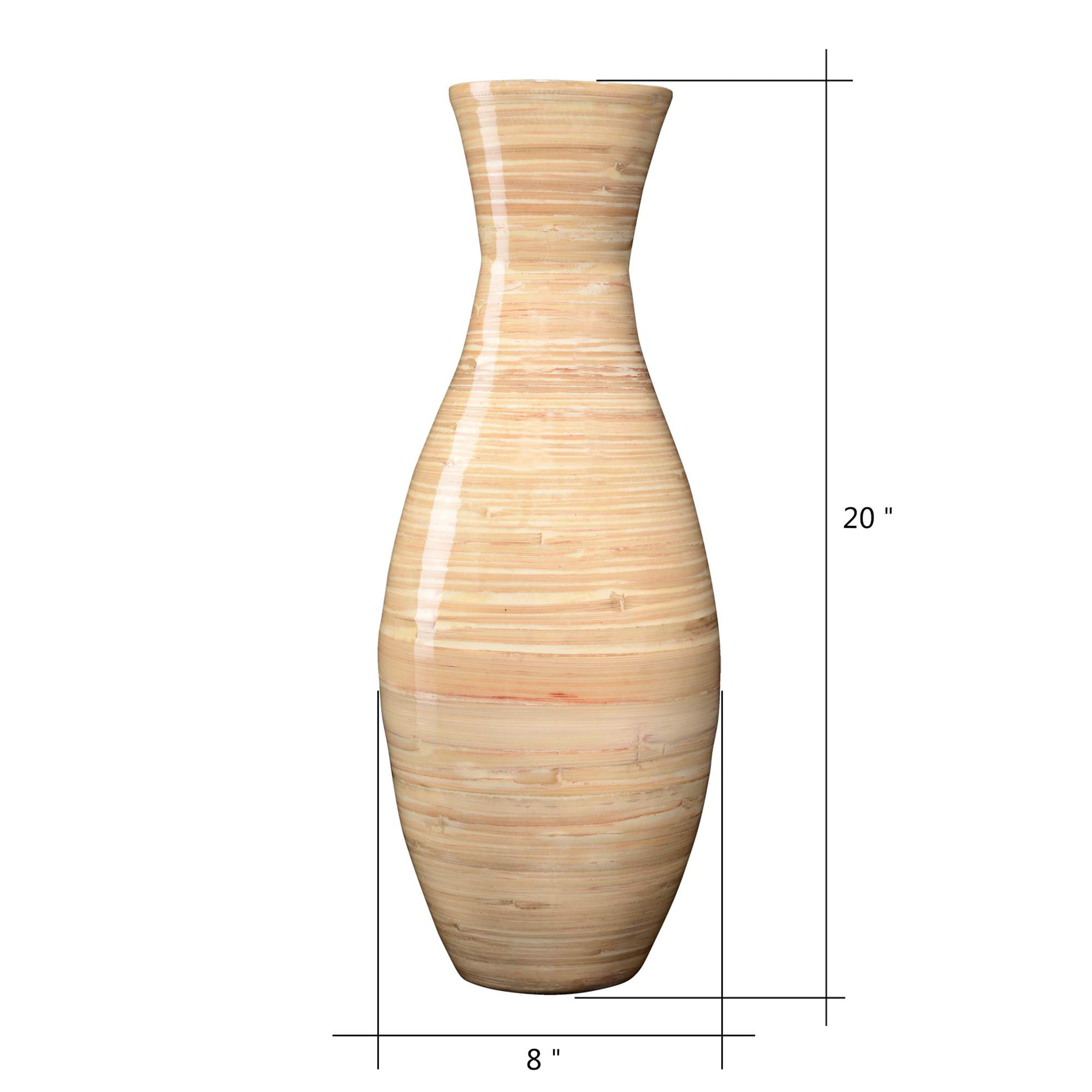 Cylinder Vase Fake Flower Plant Natural Wood Floor Decorative Tall 20 Inch Brown 