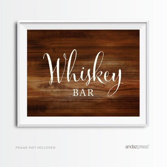 Koyal Wholesale Rustic Wood “Whiskey Bar” Wedding Party Food Station Sign 8.5x11