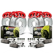 Power Stop Front and Rear Street Warrior Brake Kit with Red Powder Coated Calipers KC6160-26